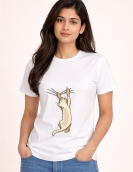 Naughty Cat Scratch Print T-Shirt