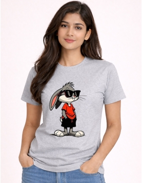 Stylish Rabbit Cartoon Printed T-Shirt