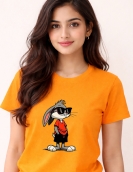 Stylish Rabbit Cartoon Printed T-Shirt