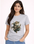 Samurai Cat Graphic Printed T-Shirt – Warrior Style Tee