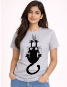 Cute Cartoon Cat Falling Graphic Cotton T-Shirt
