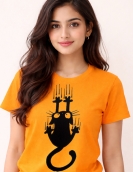Cute Cartoon Cat Falling Graphic Cotton T-Shirt