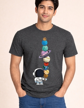 Astronaut Planet Stack Graphic Printed T-Shirt