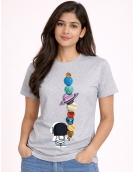 Astronaut Planet Stack Graphic Printed T-Shirt