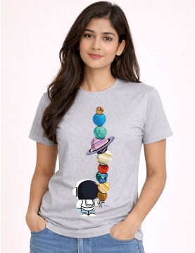 Astronaut Planet Stack Graphic Printed T-Shirt