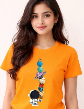 Astronaut Planet Stack Graphic Printed T-Shirt