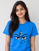 Minimal Goddess Durga Eye Design Cotton T-Shirt