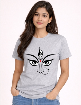 Minimal Goddess Durga Eye Design Cotton T-Shirt