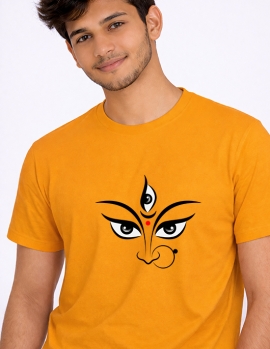 Minimal Goddess Durga Eye Design Cotton T-Shirt