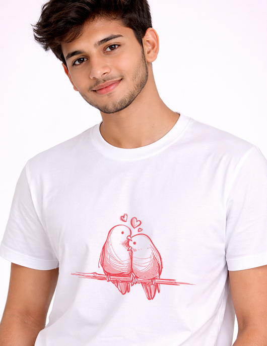 Buy Cute Love Birds Printed T-Shirt Online India