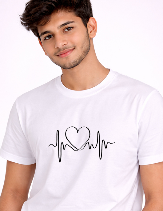 Heartbeat Line Graphic T-Shirt for Men & Women