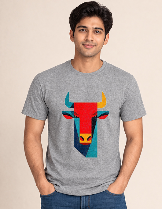 Geometric Bull Graphic T-Shirt for Men & Women
