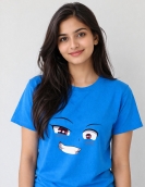 Playful Anime Reaction Graphic Round Neck Tee