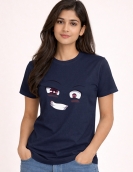 Playful Anime Reaction Graphic Round Neck Tee