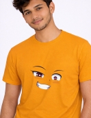 Playful Anime Reaction Graphic Round Neck Tee