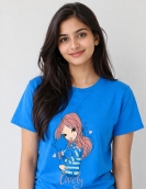 Anime Girl and Cat Graphic Streetwear Tee