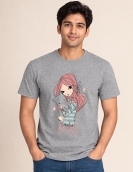Anime Girl and Cat Graphic Streetwear Tee