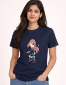 Anime Girl and Cat Graphic Streetwear Tee