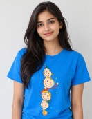 Playful Kids Faces Printed Casual T-Shirt