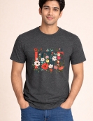 Uniwear Cute Flower LOVE Print Cotton T-Shirt