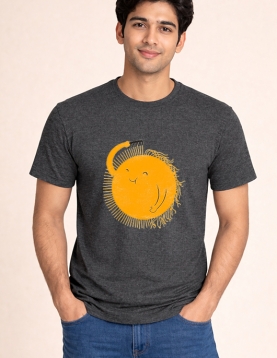 Cartoon Sun Combing Hair Cotton T-Shirt