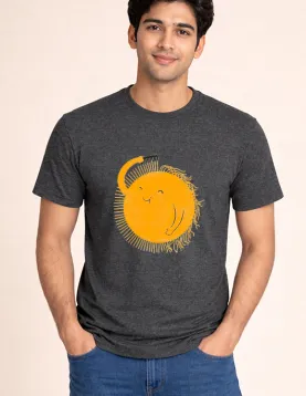 Cartoon Sun Combing Hair Cotton T-Shirt