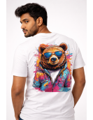 Uniwear Modern Art Bear Streetwear White T-Shirt