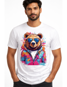 Uniwear Modern Art Bear Streetwear White T-Shirt