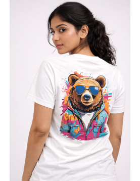 Uniwear Modern Art Bear Streetwear White T-Shirt