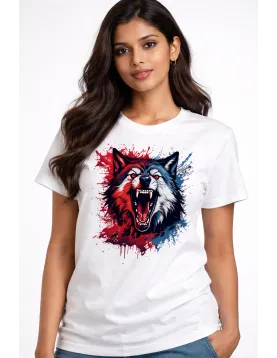 Uniwear Wolf Graphic Printed Cotton T-Shirt for Men