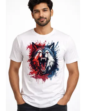 Uniwear Wolf Graphic Printed Cotton T-Shirt for Men