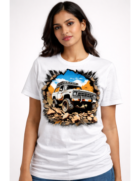 Uniwear Off-Road Adventure Jeep Graphic Printed White T-Shirt