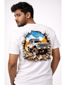 Uniwear Off-Road Adventure Jeep Graphic Printed White T-Shirt