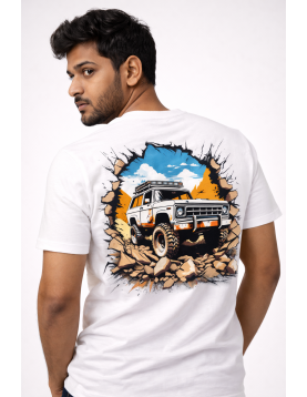 Uniwear Off-Road Adventure Jeep Graphic Printed White T-Shirt