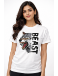 Savage Wolf “BEAST” Print Cotton T-Shirt