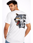 Savage Wolf “BEAST” Print Cotton T-Shirt
